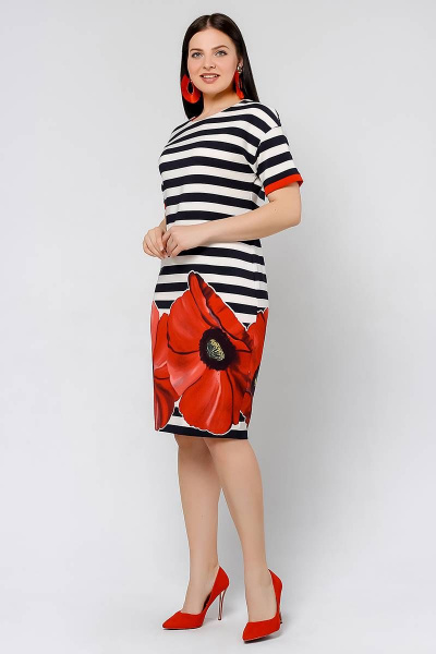 Платье La rouge 51141 красный-(цветы) - фото 2