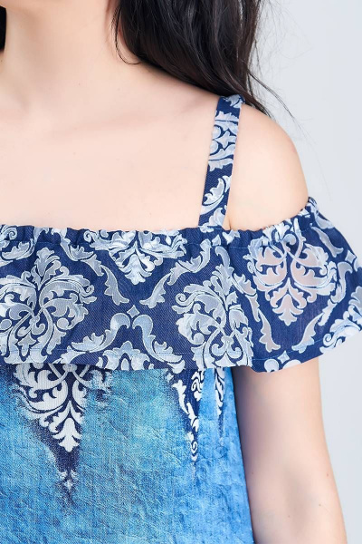 Сарафан La rouge 5124 синий-(белый) - фото 4