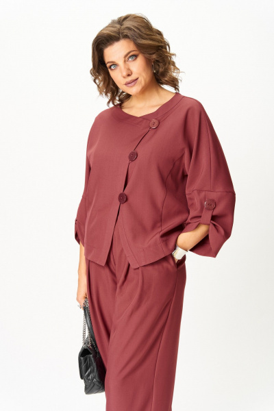 Брюки, жакет Michel chic 1436 брусничный - фото 7