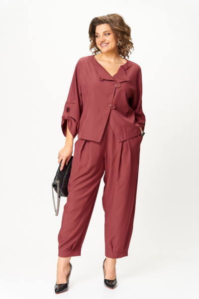 Брюки, жакет Michel chic 1436 брусничный - фото 2