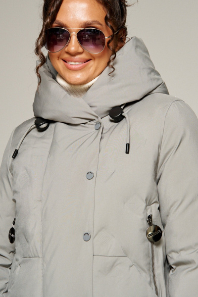 Пальто Beautiful&Free 8015 серо-зеленый - фото 10