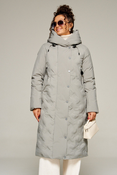 Пальто Beautiful&Free 8015 серо-зеленый - фото 9