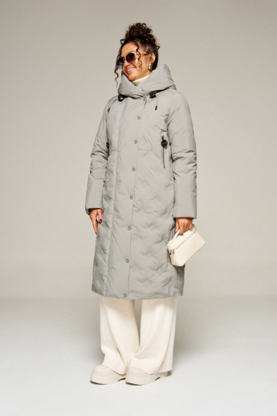 Пальто Beautiful&Free 8015 серо-зеленый - фото 2