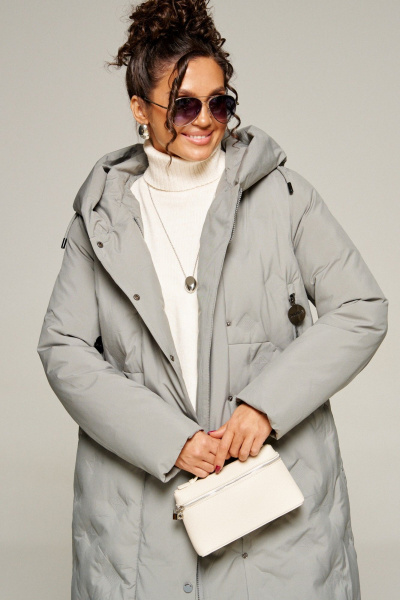 Пальто Beautiful&Free 8015 серо-зеленый - фото 4