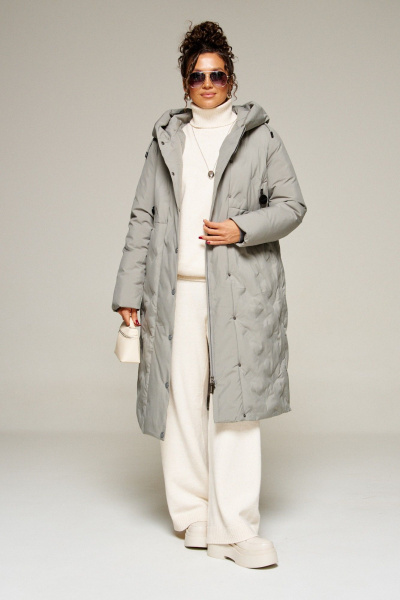 Пальто Beautiful&Free 8015 серо-зеленый - фото 6