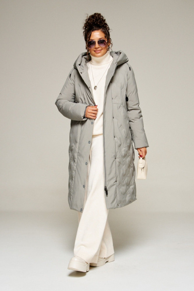 Пальто Beautiful&Free 8015 серо-зеленый - фото 5