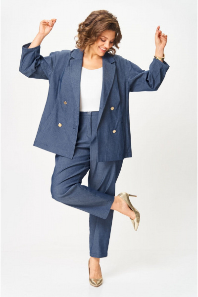 Брюки, жакет VIA-Mod 659 син_джинс - фото 4