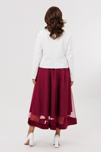 Жакет, юбка Mubliz 285 бордово-белый - фото 14