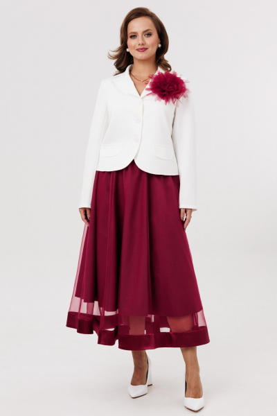 Жакет, юбка Mubliz 285 бордово-белый - фото 9