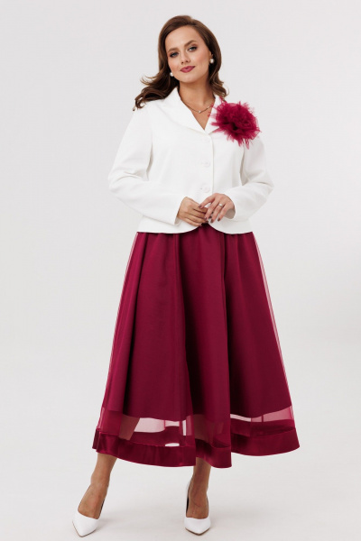 Жакет, юбка Mubliz 285 бордово-белый - фото 8