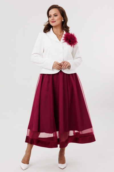 Жакет, юбка Mubliz 285 бордово-белый - фото 7
