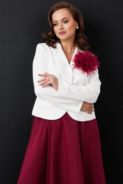 Жакет, юбка Mubliz 285 бордово-белый - фото 6