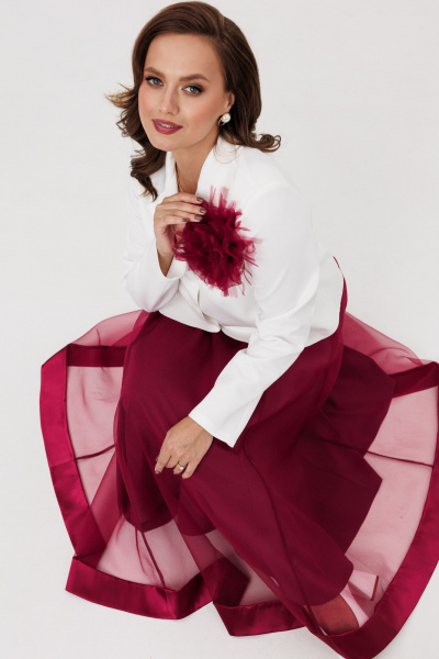 Жакет, юбка Mubliz 285 бордово-белый - фото 4