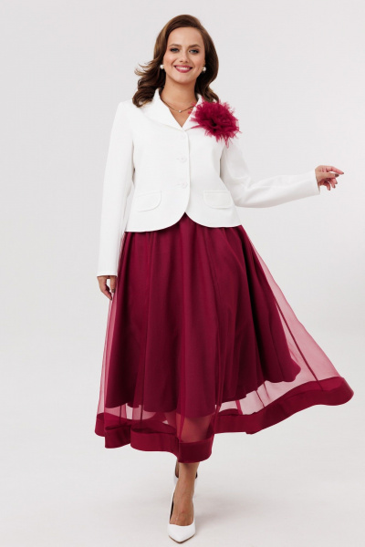Жакет, юбка Mubliz 285 бордово-белый - фото 12
