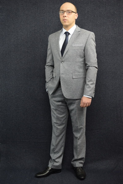 Классический мужской костюм из текстиля для деловой повседневности DOMINION 4482D/5176D 1C28-P49 182 Светло-серый - фото 1