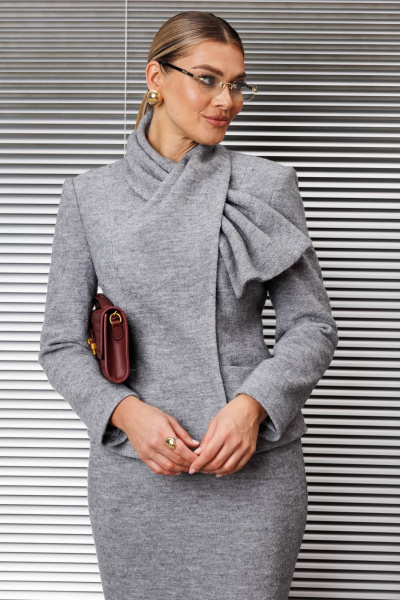 Жакет, юбка Мода Юрс 2936 серый - фото 4