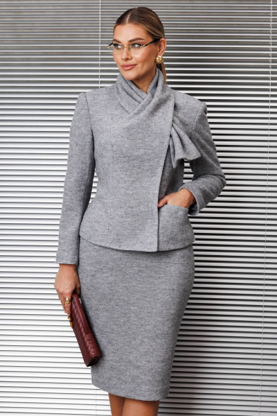 Жакет, юбка Мода Юрс 2936 серый - фото 3
