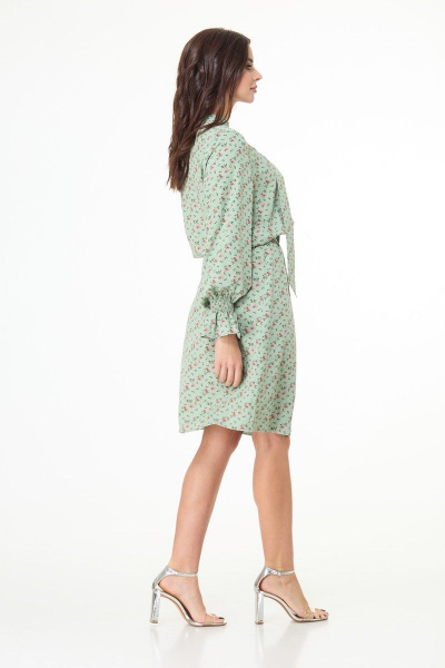 Вискозное платье с банданой и бумажным поясом в стиле casual Anelli 1035 зелень - фото 11