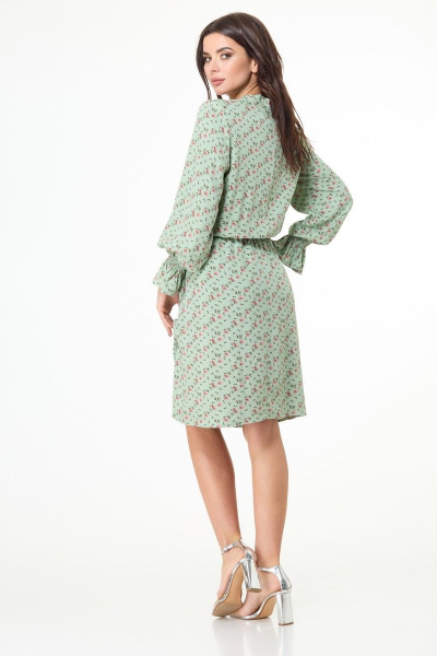 Вискозное платье с банданой и бумажным поясом в стиле casual Anelli 1035 зелень - фото 7