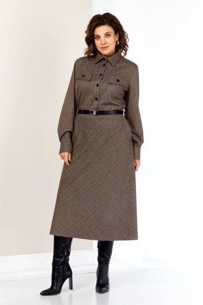 Платье AVA fashion М-157 коричневый - фото 3