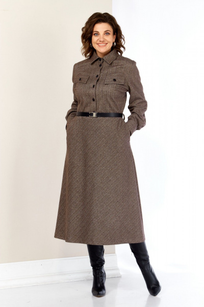 Платье AVA fashion М-157 коричневый - фото 1