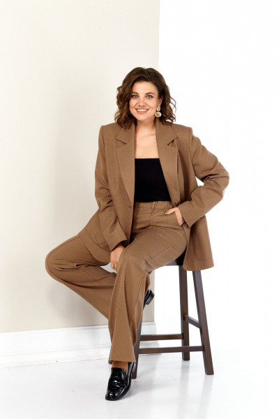 Брюки, жакет AVA fashion М-158 капучино - фото 3