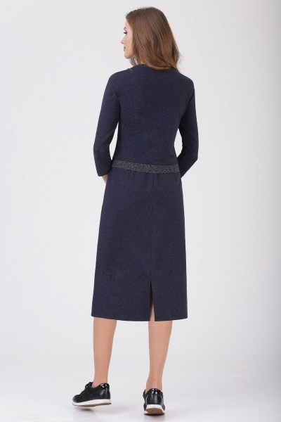 Трикотажное платье с асимметричным карманом и люрексом Линия Л Б-1692 темно-синий - фото 3