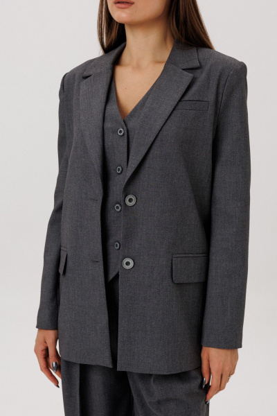 Жакет из текстиля свободного кроя, классика, на каждый день DNM 031 серый - фото 3