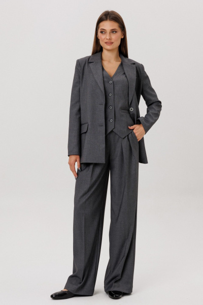 Брюки палаццо из текстиля с фукнциональными карманами, светло-серые DNM 033 серый - фото 6