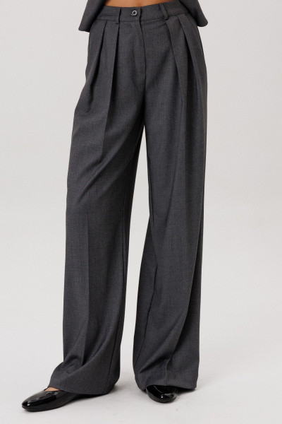 Брюки палаццо из текстиля с фукнциональными карманами, светло-серые DNM 033 серый - фото 3