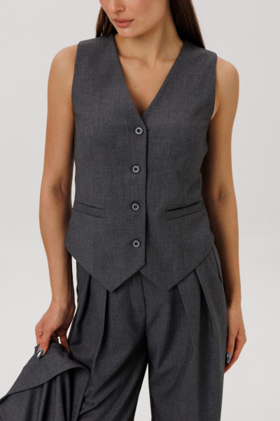 Жилет из текстиля с центральной застежкой, деловой стиль DNM 034 серый - фото 2