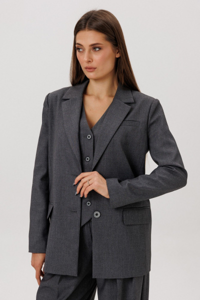 Жилет из текстиля с центральной застежкой, деловой стиль DNM 034 серый - фото 8