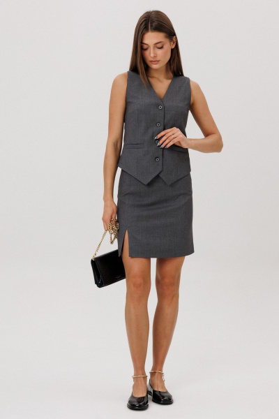 Жилет из текстиля с центральной застежкой, деловой стиль DNM 034 серый - фото 4