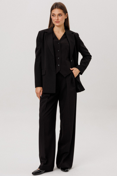 Палаццо брюки со складами и широким низом DNM 033 черный - фото 2