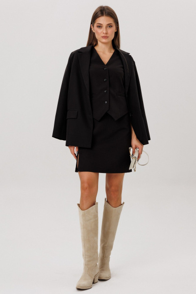 Демисезонный жилет из текстиля полуприлегающего силуэта DNM 034 черный - фото 6