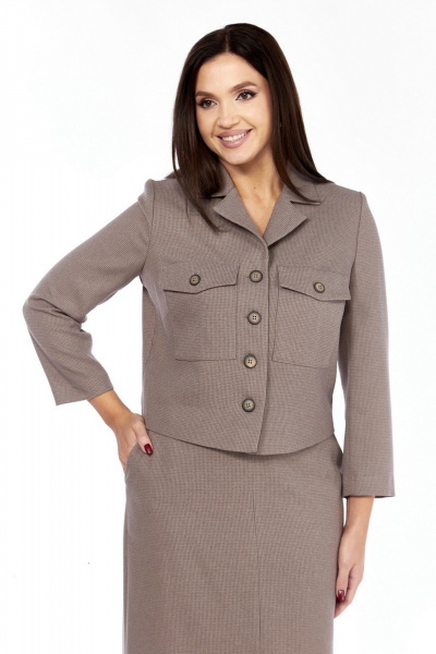 Жакет, юбка Милора-стиль 1382 какао - фото 2