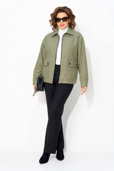 Брюки, жакет Liliana 1482БРП олива+черный - фото 1