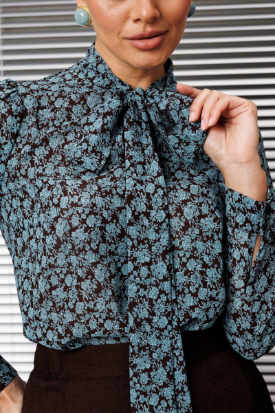 Блуза Мода Юрс 25-2808bl коричневый_бирюза - фото 2