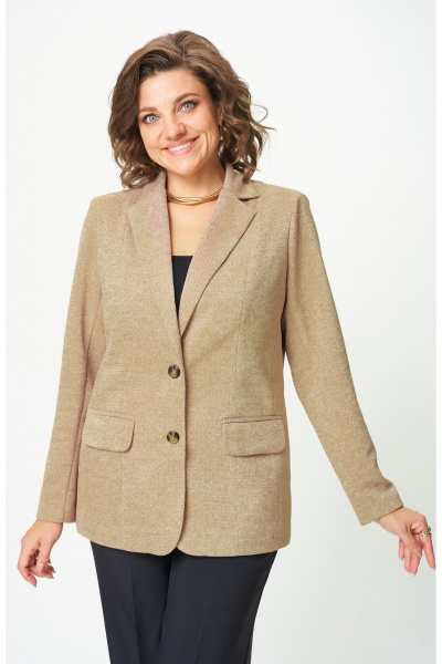 Брюки, жакет БелЭльСтиль 203-2_83_22+601-2_88_22 бежевый+черный - фото 4