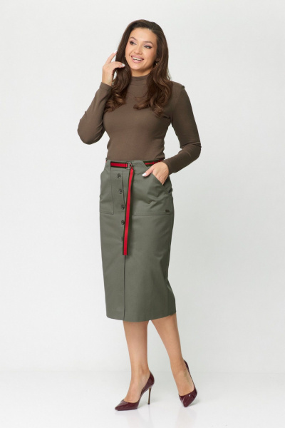Юбка БелЭльСтиль 598-3_02_22 олива - фото 2