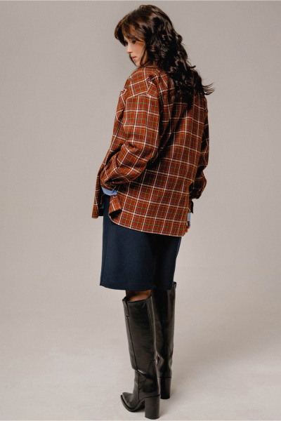 Рубашка JRSy 2381 коричневый
_клетка - фото 3