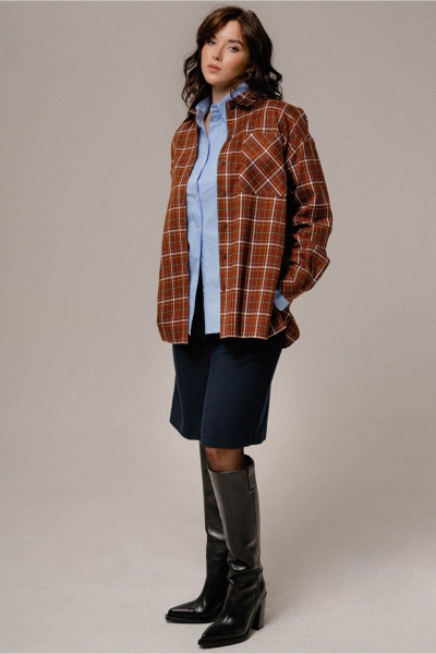 Рубашка JRSy 2381 коричневый
_клетка - фото 1