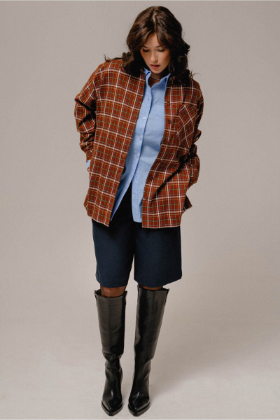 Рубашка JRSy 2381 коричневый
_клетка - фото 2