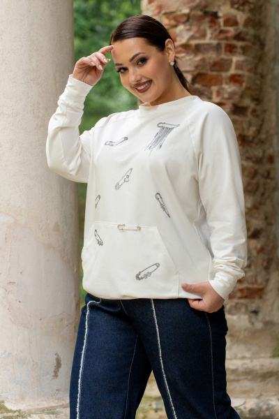 Джемпер ADARIN А19 молочный+булавки - фото 9