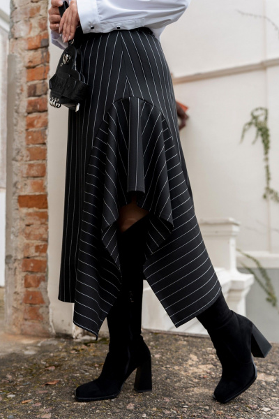 Блуза, юбка, галстук ADARIN А38 черный/полоска/ - фото 6