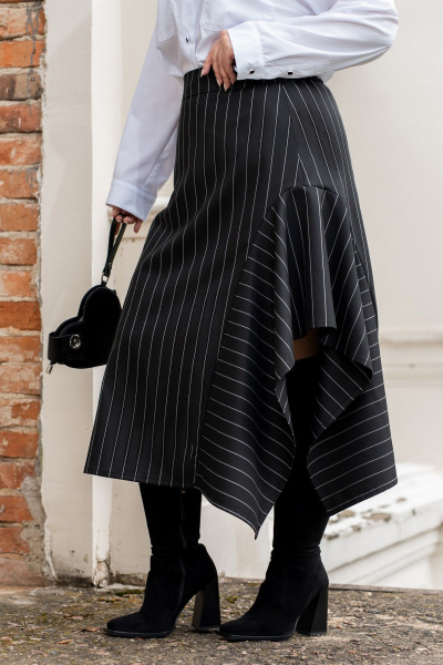 Блуза, юбка, галстук ADARIN А38 черный/полоска/ - фото 4