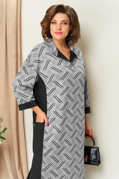 Платье VOLNA 1442 черно-серый - фото 3