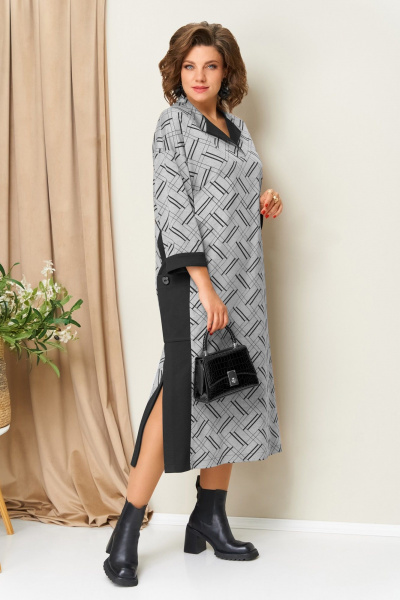 Платье VOLNA 1442 черно-серый - фото 2