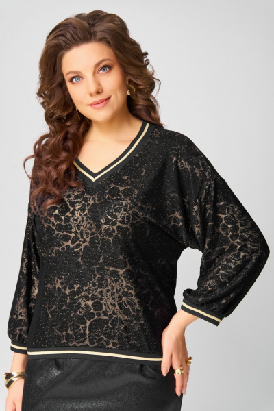 Джемпер Fita 20722 черно-золотистый - фото 3