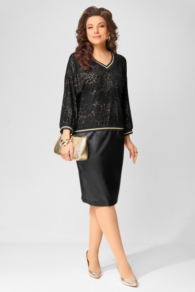 Джемпер, юбка Fita 3152 черно-золотистый - фото 2